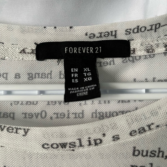 Forever 21 Shirt Women’s XL Black White Text Print Tunic Style - Picture 4 of 6